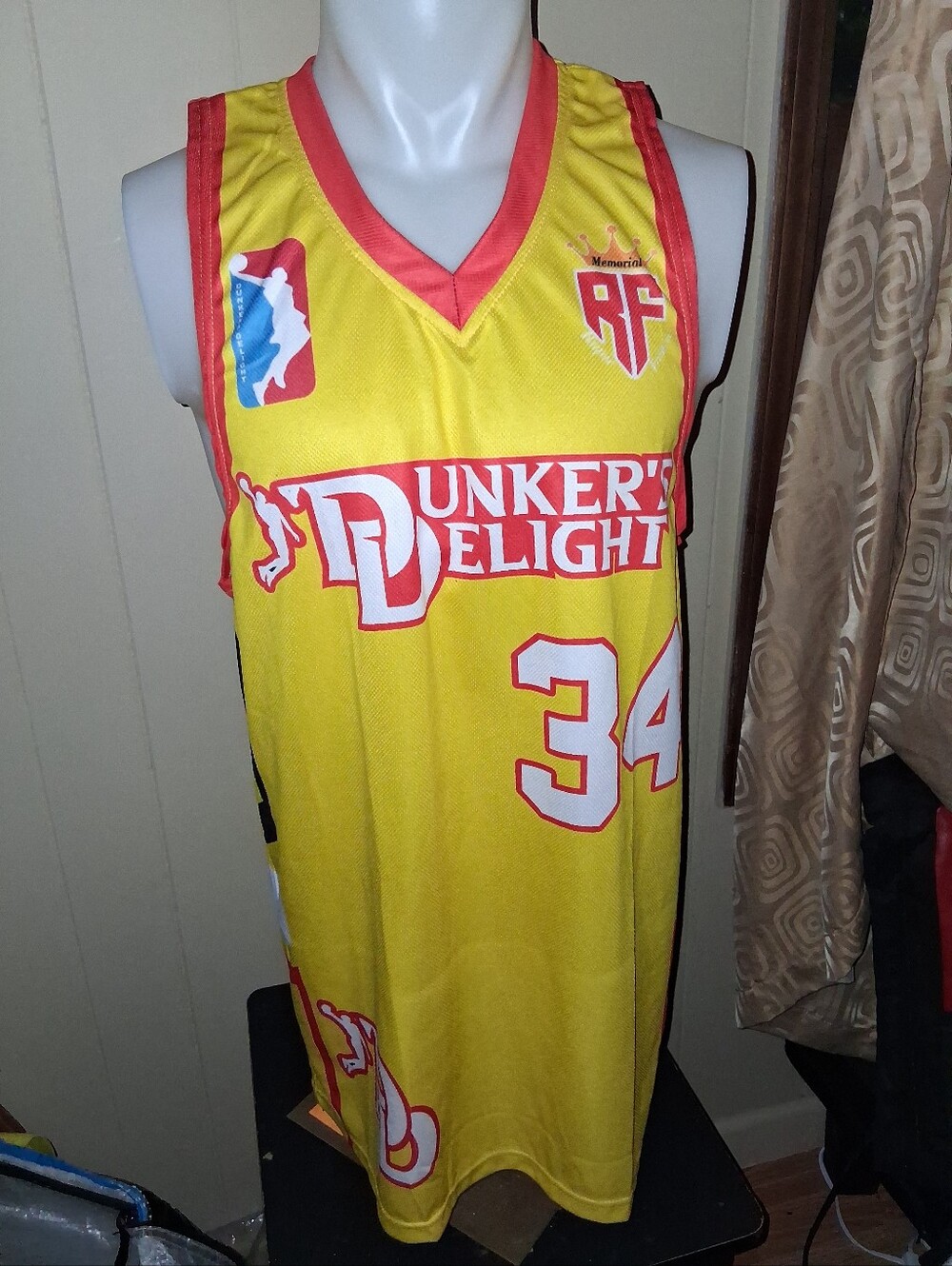 Men's Yellow Basketball Jersey - #34